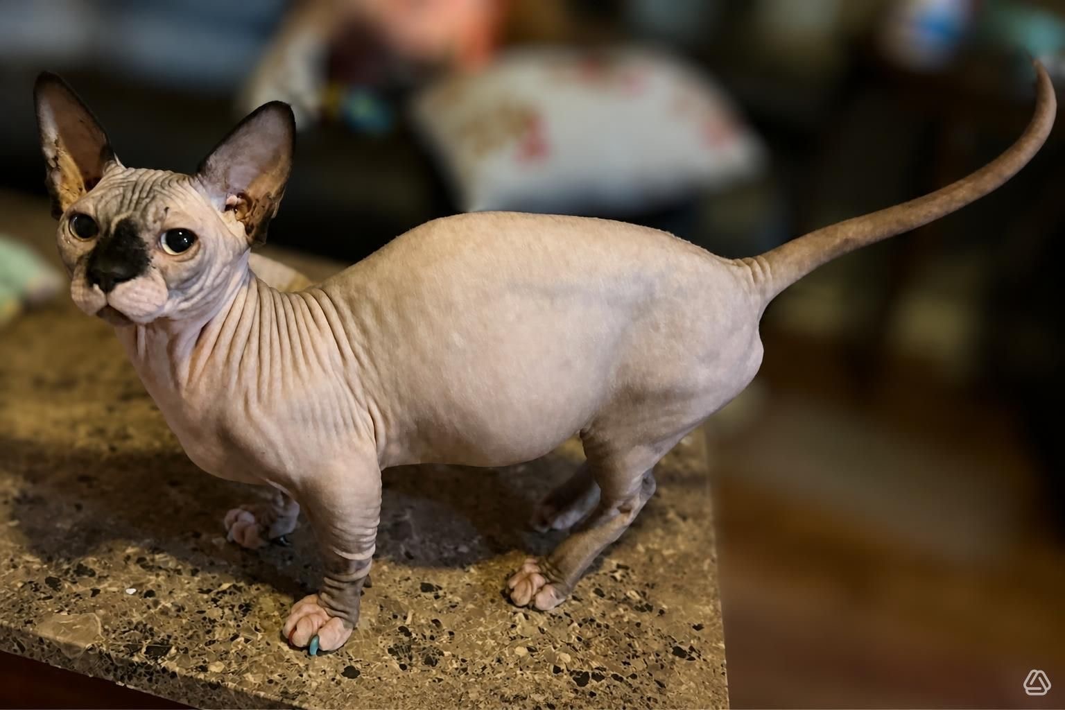 Sphynx cat resting in a warm home